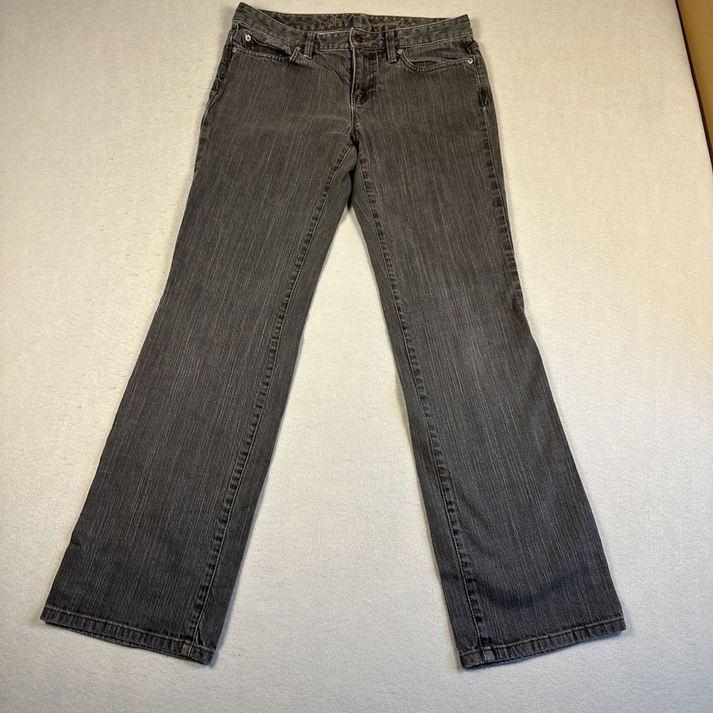 LOFT Original Boot Jeans Women 6 Black Mid Rise Dark Wash Denim